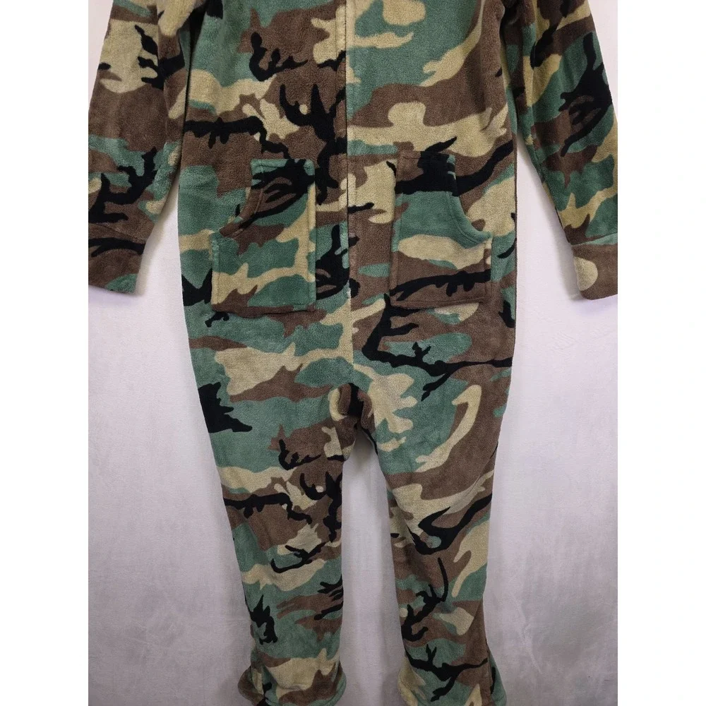 Alexander Del Rossa Fleece One Piece PJ Mens‎ Medium Camo Grunge Minimalist
